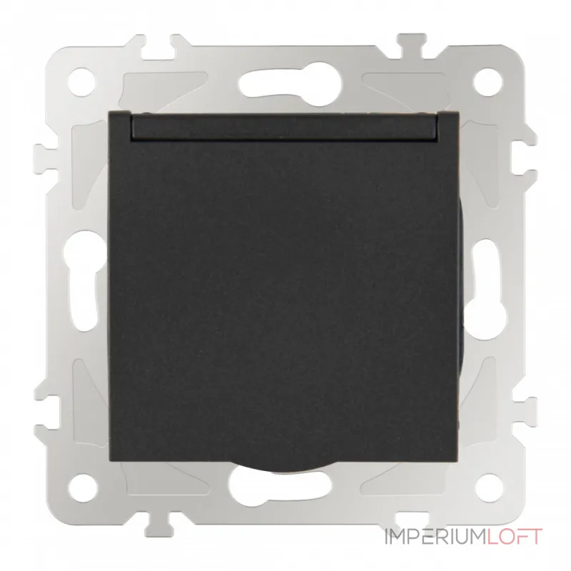 Розетка с заземлением, шторками и защитной крышкой, 16A 250V 203.41-1.black от ImperiumLoft Розетка с заземлением, шторками и защитной крышкой, 16A 250V 203.41-1.black от ImperiumLoft