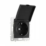 Розетка с заземлением, шторками и защитной крышкой, 16A 250V 206.41-1.black от ImperiumLoft