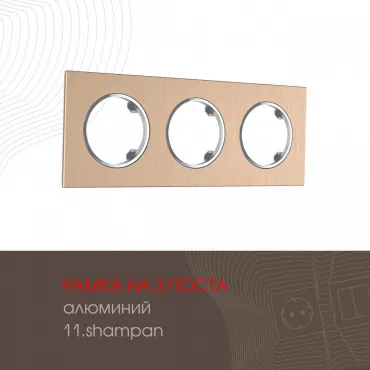 Рамка из алюминия на 3 поста 502.11-3.shampan Рамка из алюминия на 3 поста 502.11-3.shampan