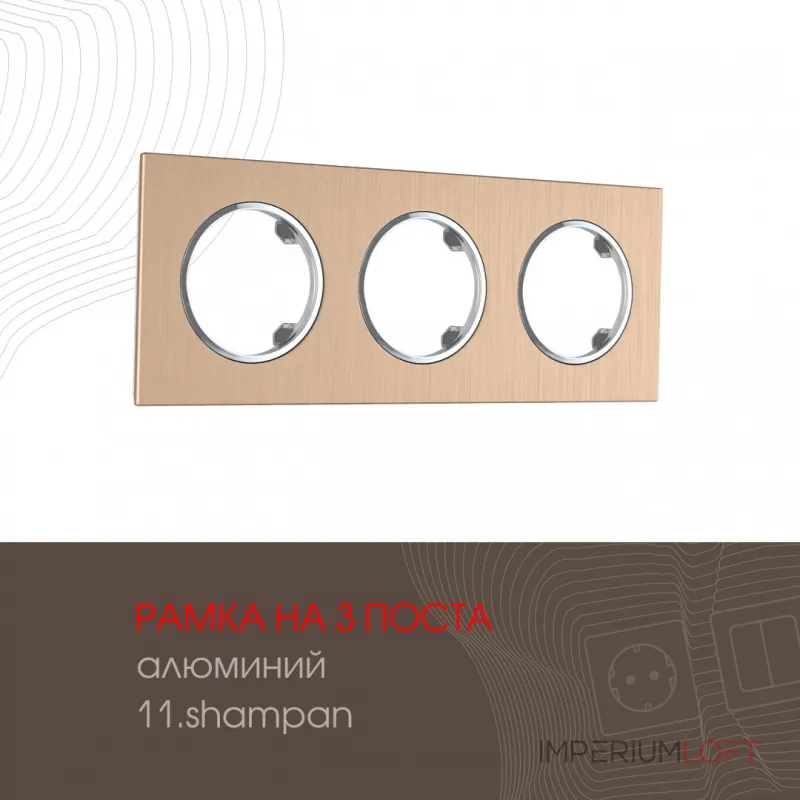 Рамка из алюминия на 3 поста 502.11-3.shampan Рамка из алюминия на 3 поста 502.11-3.shampan