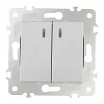 Выключатель двухклавишный с подсветкой, 10AX 250V 203.31-2.silver от ImperiumLoft