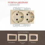 Розетка двойная с заземлением, 16A 250V 203.40-2.shampan от ImperiumLoft