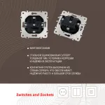 Розетка с заземлением, шторками и защитной крышкой, 16A 250V 203.41-1.black от ImperiumLoft