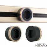 Трековая розетка, 16A 250V 380066TS LED/ES Gold от ImperiumLoft