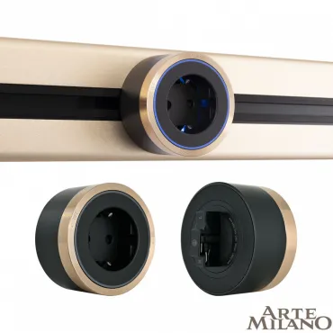 Трековая розетка, 16A 250V 380066TS LED/ES Gold Трековая розетка, 16A 250V 380066TS LED/ES Gold