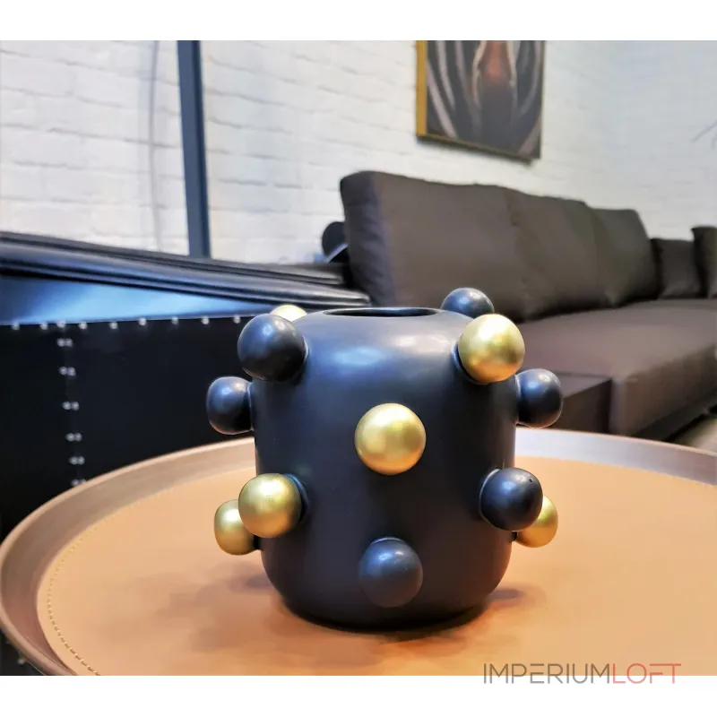Ваза black little golden balls vase