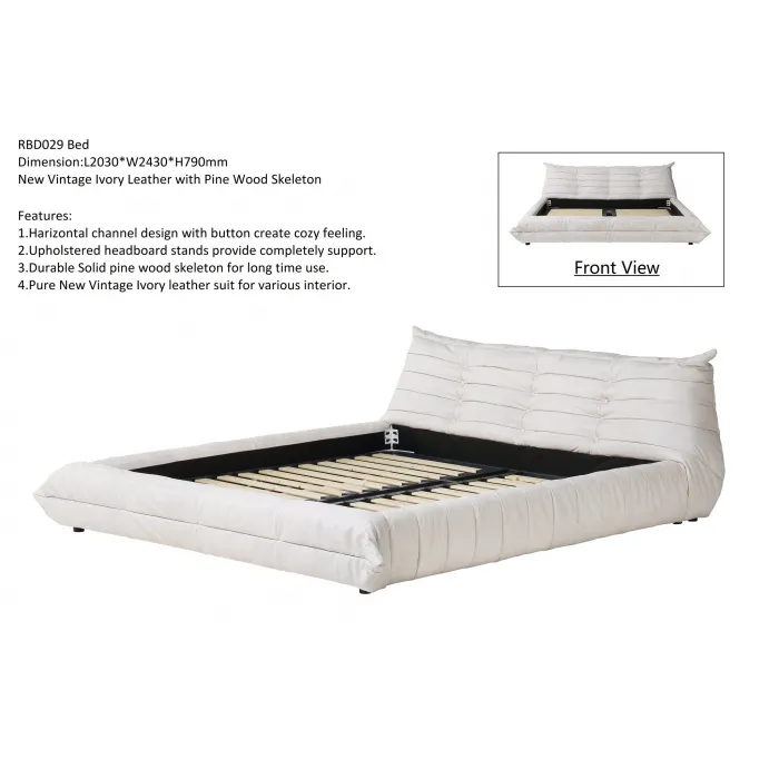 Кровать rbd029 new vintage ivory leather от ImperiumLoft