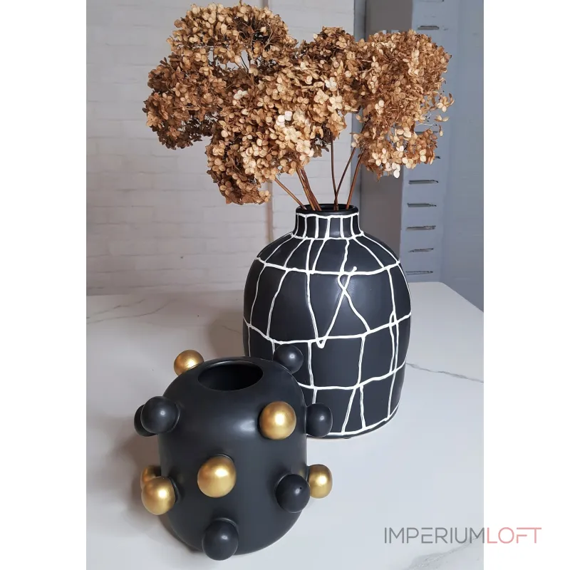 Ваза black little golden balls vase