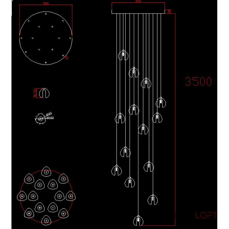 Подвесная люстра BlessLight Bocci 14.14 Random 11827 Подвесная люстра BlessLight Bocci 14.14 Random 11827