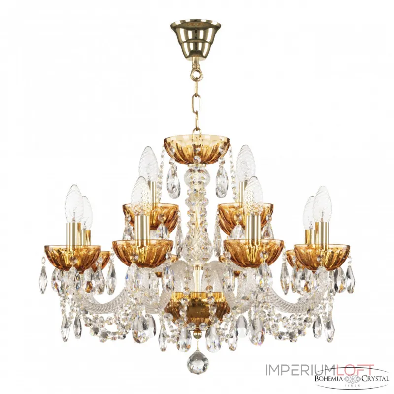 Подвесная люстра Bohemia Ivele Crystal 5402 5402/8+4/195 G Amber/M-1H Подвесная люстра Bohemia Ivele Crystal 5402 5402/8+4/195 G Amber/M-1H