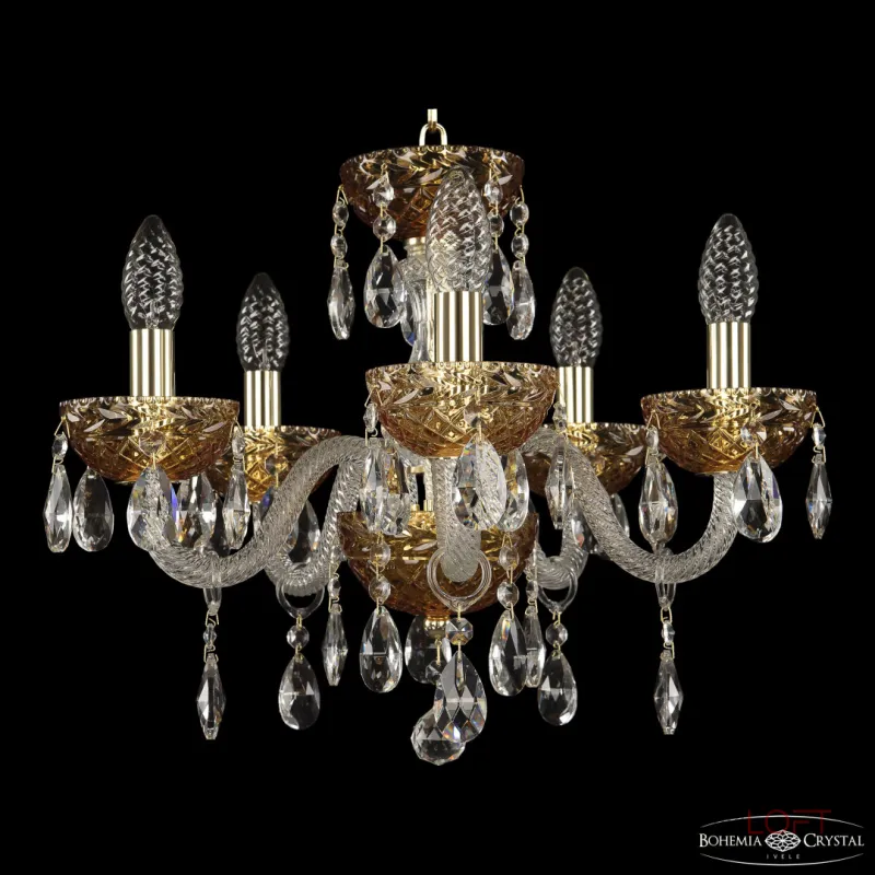 Подвесная люстра Bohemia Ivele Crystal 5417 5417/5/141 G Amber/M-1F