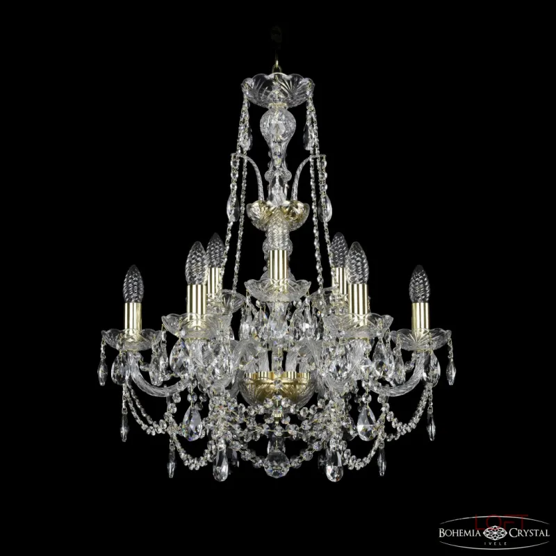 Подвесная люстра Bohemia Ivele Crystal 1411 1411/6+3/195/XL-65 G Подвесная люстра Bohemia Ivele Crystal 1411 1411/6+3/195/XL-65 G