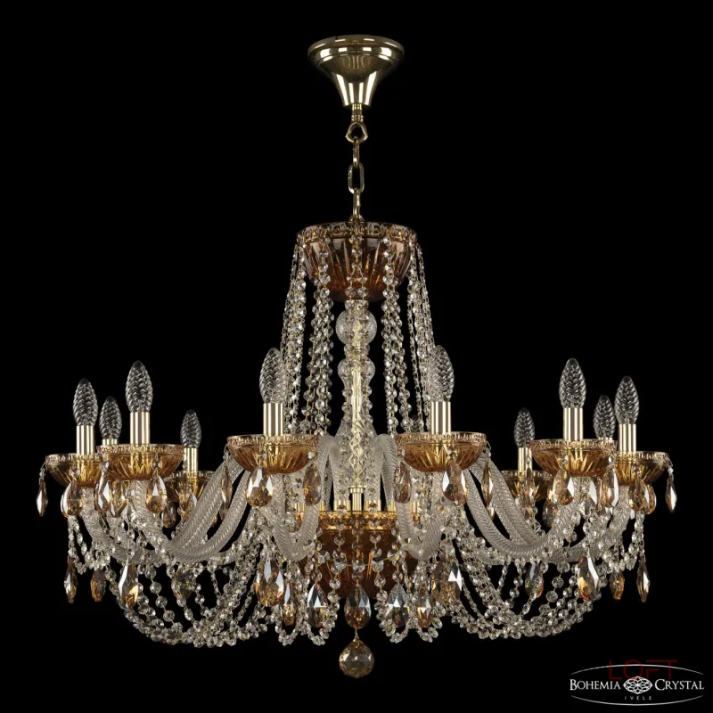 Подвесная люстра Bohemia Ivele Crystal 5402 5402/12/300 G Amber/M-1G K721