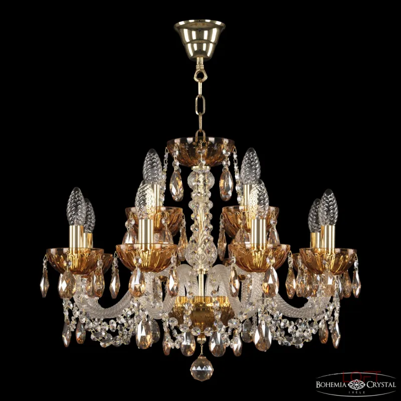 Подвесная люстра Bohemia Ivele Crystal 5402 5402/8+4/195 G Amber/M-1H K721