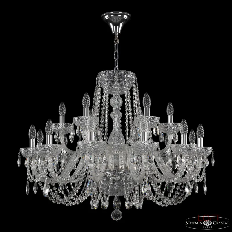 Подвесная люстра Bohemia Ivele Crystal 5402 5402/12+6/300 Ni Clear/M-1F