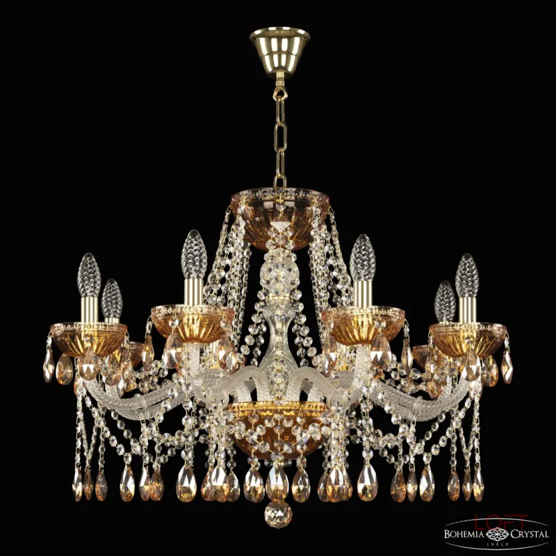 Подвесная люстра Bohemia Ivele Crystal 5413 5413/8/240 G Amber/M-1G K721