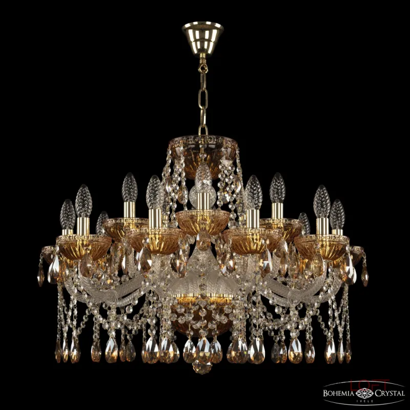 Подвесная люстра Bohemia Ivele Crystal 5413 5413/10+5/240 G Amber/M-1G K721