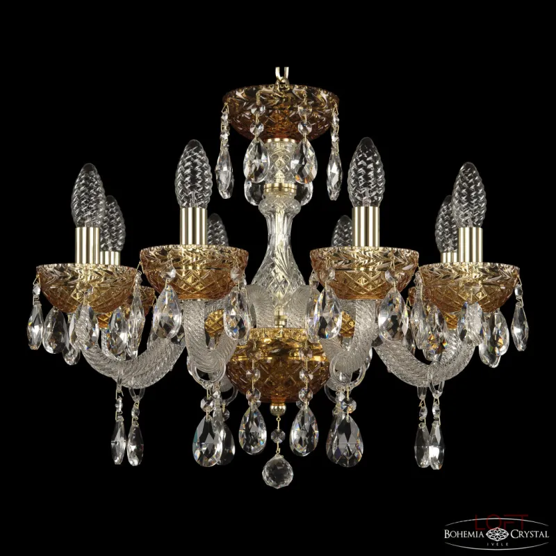 Подвесная люстра Bohemia Ivele Crystal 5417 5417/8/165 G Amber/M-1F