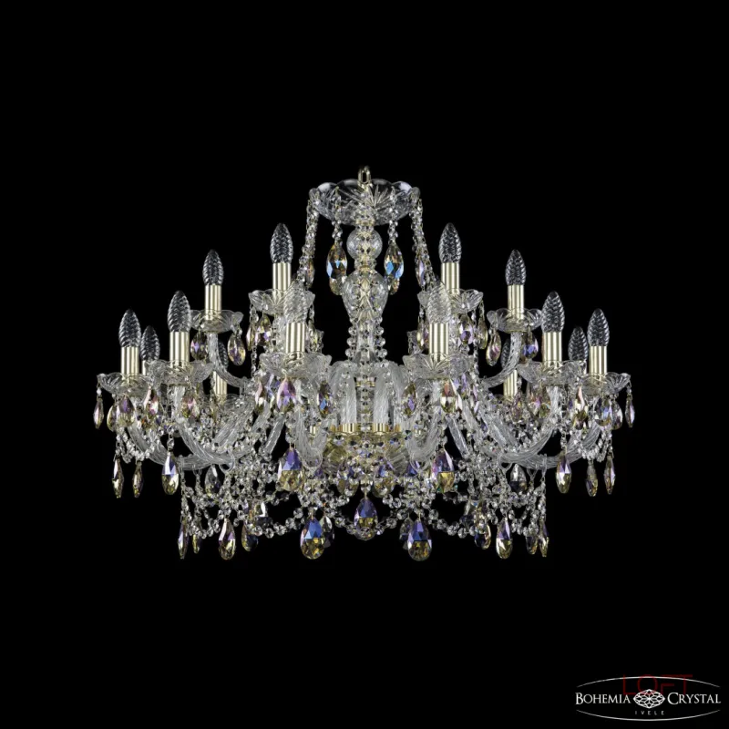 Подвесная люстра Bohemia Ivele Crystal 1411 1411/12+6/300 G K801 Подвесная люстра Bohemia Ivele Crystal 1411 1411/12+6/300 G K801