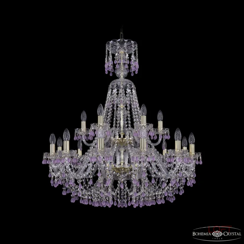 Подвесная люстра Bohemia Ivele Crystal 1410 1410/12+6/300/XL-95/2d G V7010