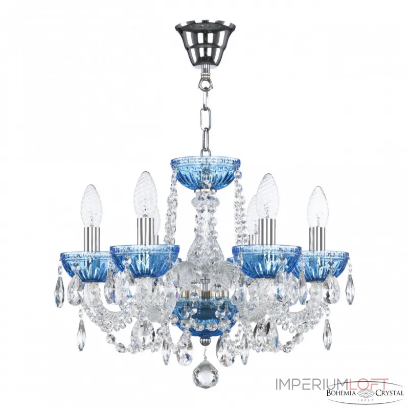 Подвесная люстра Bohemia Ivele Crystal 5402 5402/6/141 Ni Aquamarine/M-1G
