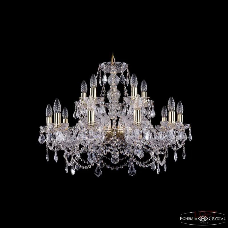 Подвесная люстра Bohemia Ivele Crystal 1411 1411/10+5/240 G Leafs Подвесная люстра Bohemia Ivele Crystal 1411 1411/10+5/240 G Leafs