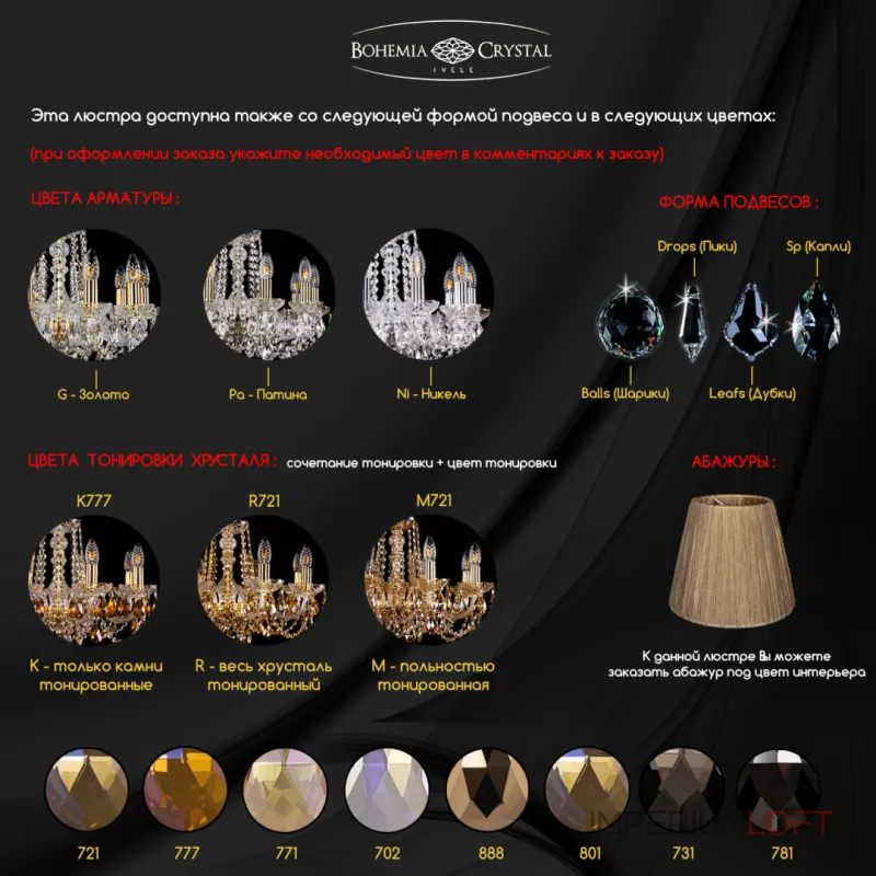 Подвесная люстра Bohemia Ivele Crystal 1402 1402/8/195 Ni Подвесная люстра Bohemia Ivele Crystal 1402 1402/8/195 Ni