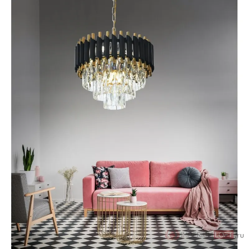 Хрустальная подвесная люстра Lumina Deco Funneli LDP 6003-400 BK+F.GD от ImperiumLoft