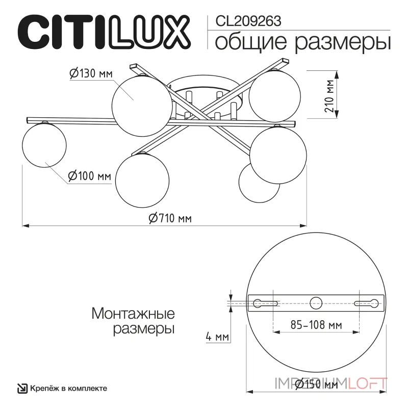 Потолочная люстра Citilux GLOB CL209263