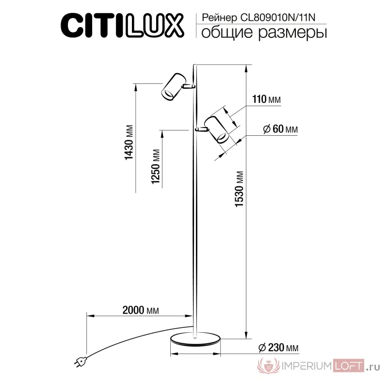 Торшер Citilux Twin CL809010N от ImperiumLoft
