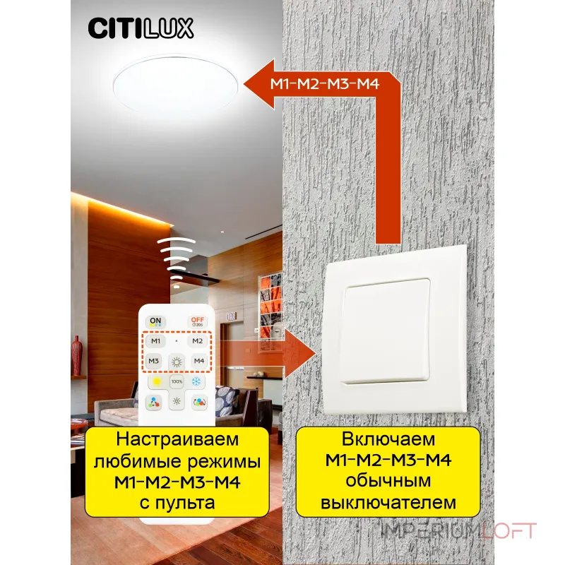 Потолочный светильник с пультом RGB Citilux Симпла CL714480G