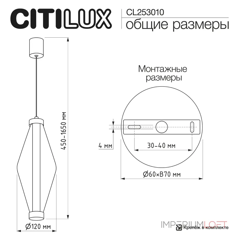 Подвесной светильник Citilux TANNA CL253010