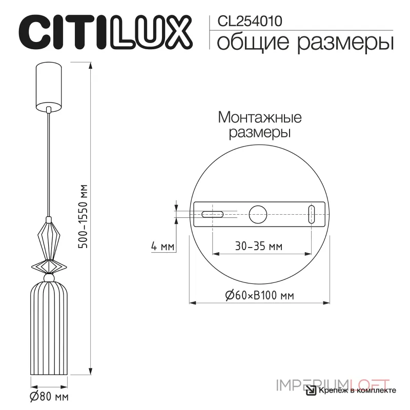 Подвесной светильник Citilux FERNET CL254010