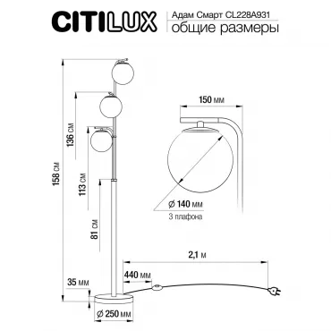 Торшер Citilux Адам Смарт CL228A931 от ImperiumLoft