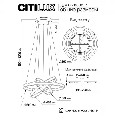 Люстра подвесная Citilux Дуэт CL719651