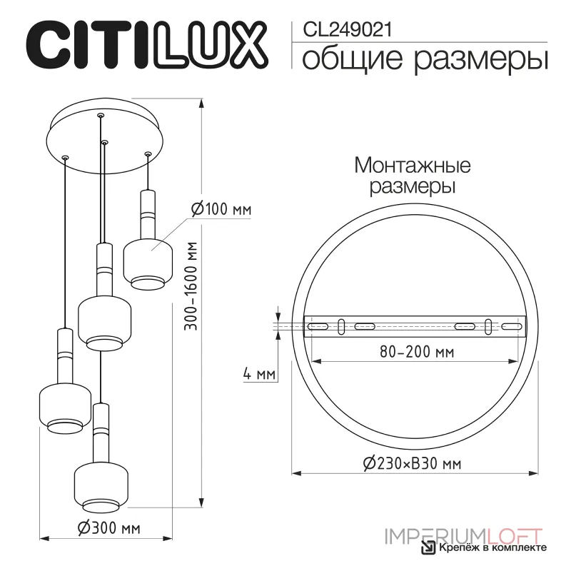 Подвесная люстра Citilux LASS CL249021