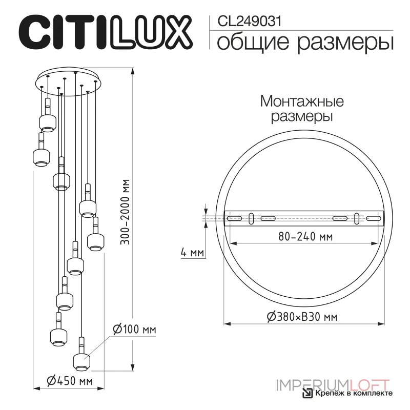 Подвесная люстра Citilux LASS CL249031 Подвесная люстра Citilux LASS CL249031