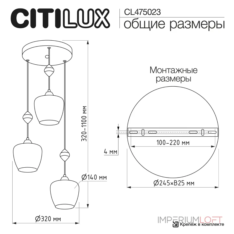 Подвесная люстра Citilux NORT CL475023