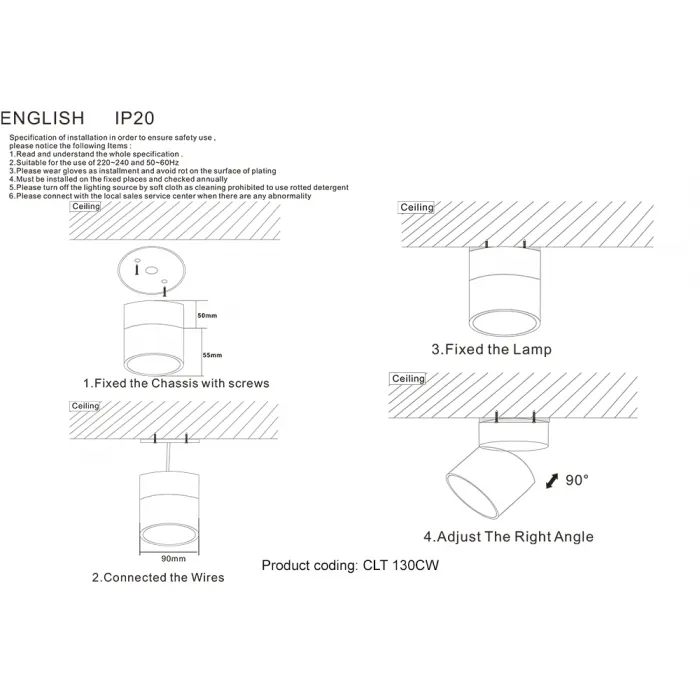 Светильник потолочный Crystal Lux CLT 130CW BL от ImperiumLoft