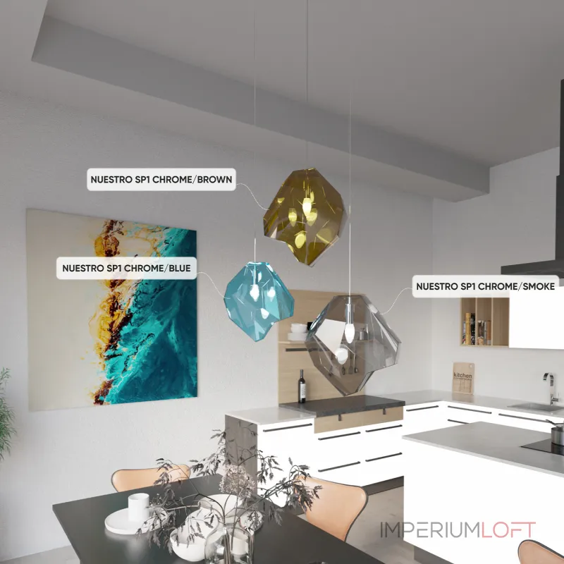 Подвесной светильник Crystal Lux NUESTRO SP1 CHROME/BLUE Подвесной светильник Crystal Lux NUESTRO SP1 CHROME/BLUE