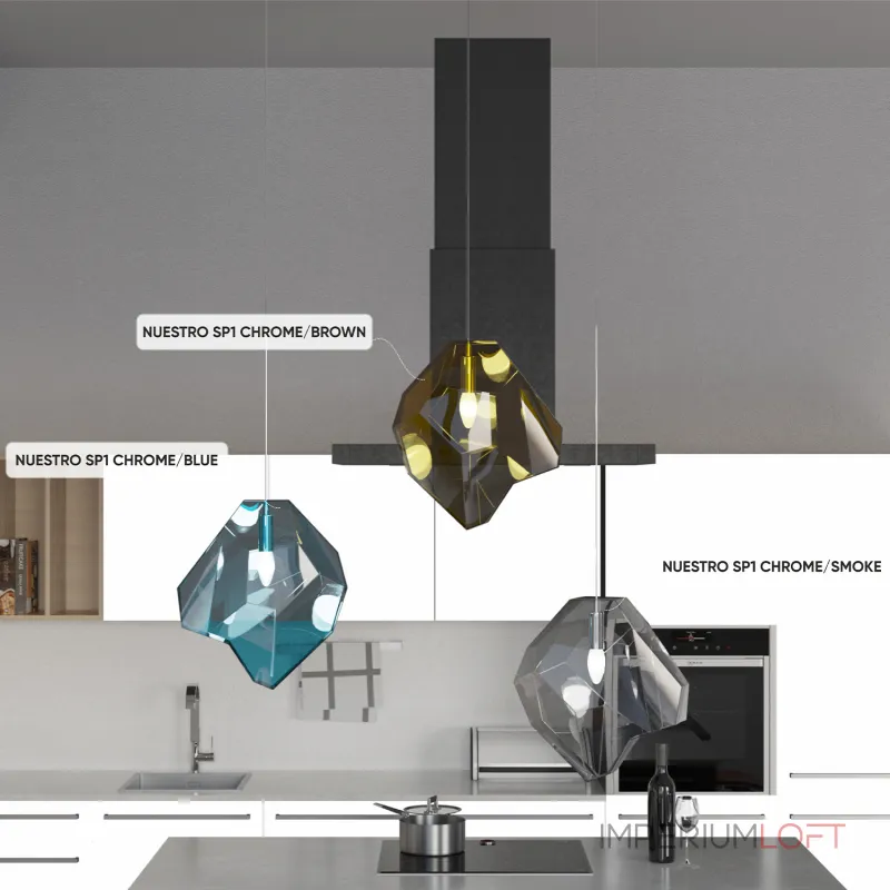 Подвесной светильник Crystal Lux NUESTRO SP1 CHROME/BLUE Подвесной светильник Crystal Lux NUESTRO SP1 CHROME/BLUE