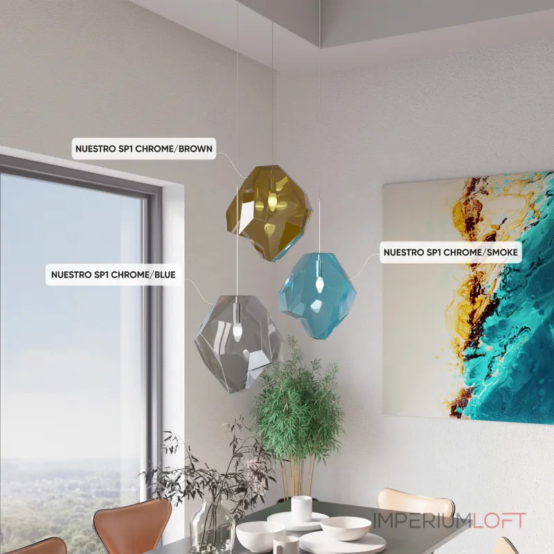 Подвесной светильник Crystal Lux NUESTRO SP1 CHROME/BLUE Подвесной светильник Crystal Lux NUESTRO SP1 CHROME/BLUE