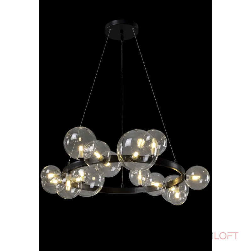 Подвесная люстра Crystal Lux AGATA SP15 V2 BLACK/TRANSPARENTE