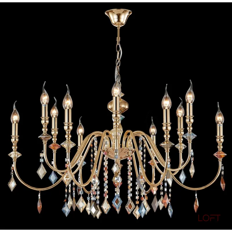 Подвесная люстра Crystal Lux MERCEDES SP6+6 GOLD/COLOR
