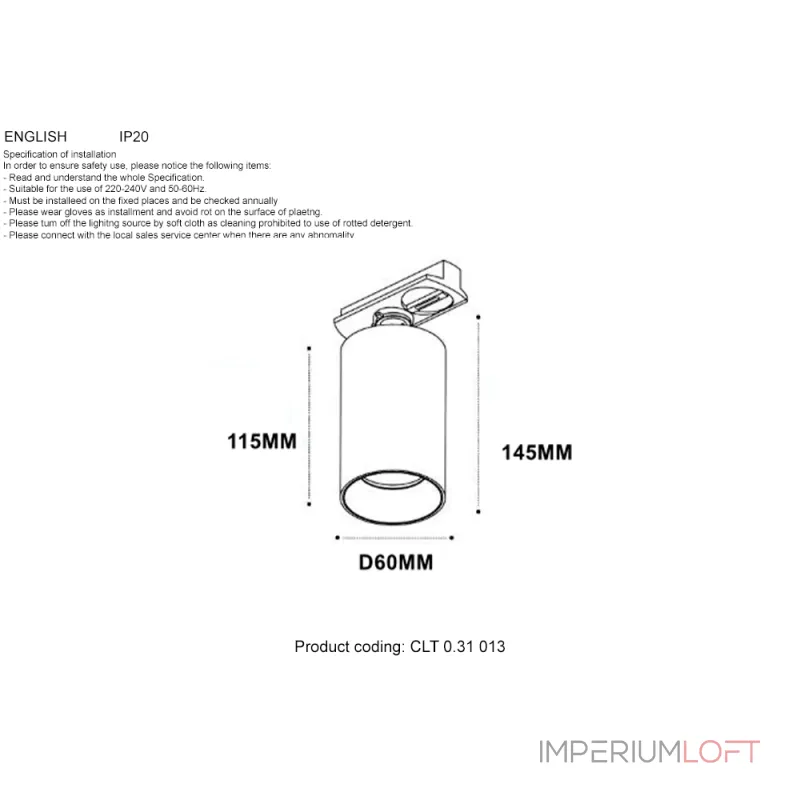 Светильник однофазный Crystal Lux CLT 0.31 013 GO-GO