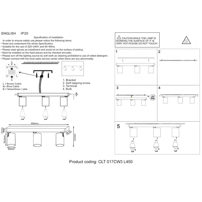 Светильник потолочный Crystal Lux CLT 017CW3 L450 BL от ImperiumLoft