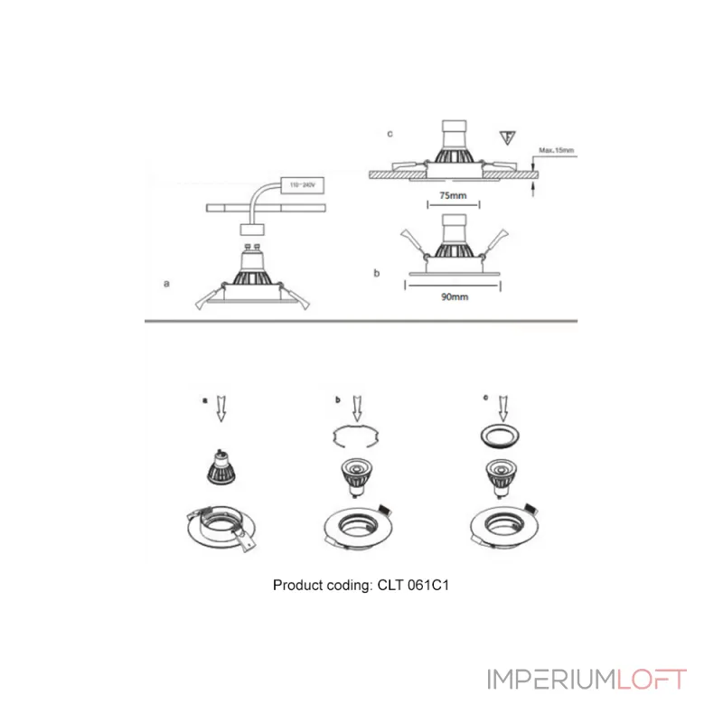 Светильник встраиваемый Crystal Lux CLT 061C1 CH Светильник встраиваемый Crystal Lux CLT 061C1 CH