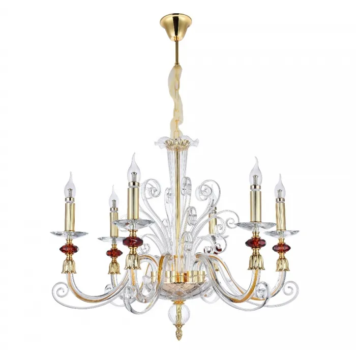Люстра Crystal Lux CATARINA SP6 V2 GOLD/TRANSPARENT-COGNAC от ImperiumLoft
