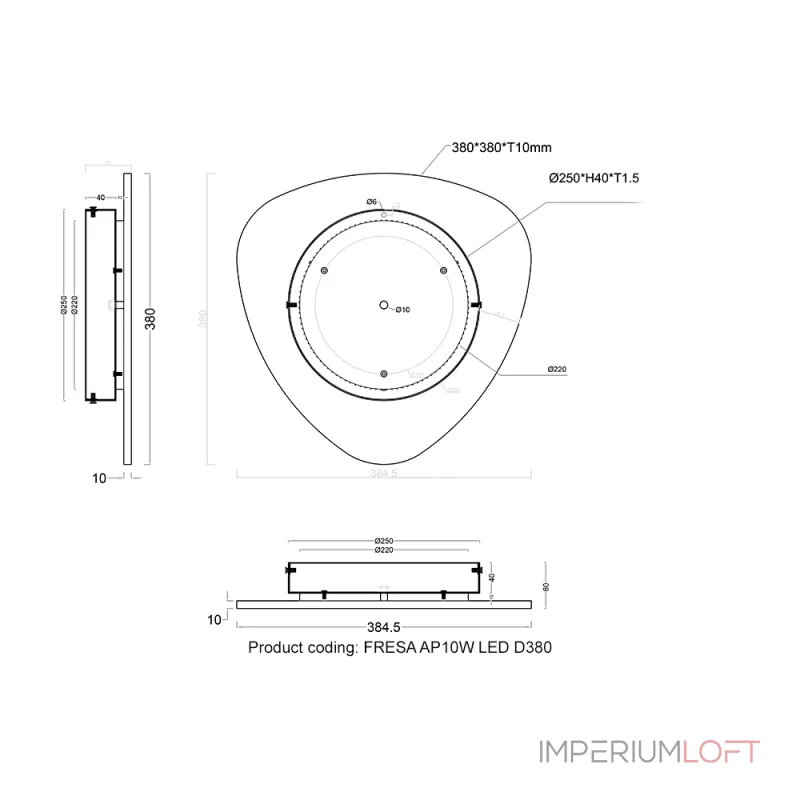 Бра Crystal Lux FRESA AP10W LED D380 BLACK