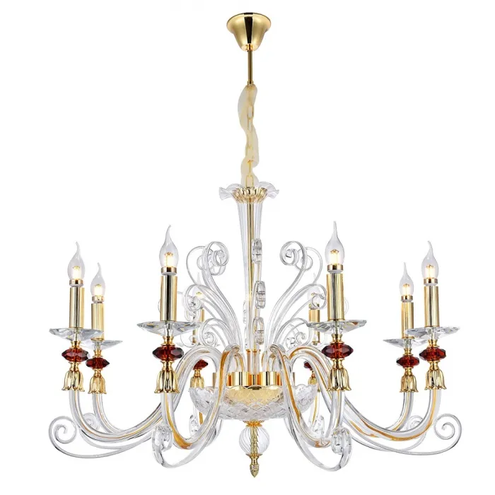 Люстра Crystal Lux CATARINA SP8 V2 GOLD/TRANSPARENT-COGNAC от ImperiumLoft